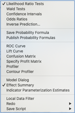 Figure 40 JMP Pro: Fit Model – Contextual Menu in Nominal Logistic Regression report