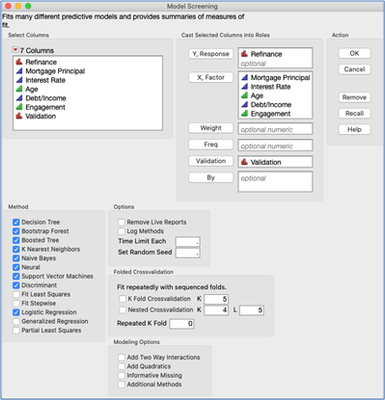 Figure 42 JMP Pro: Model Screening