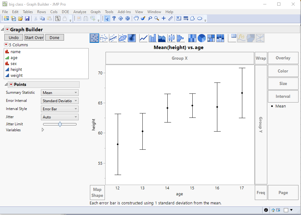 How to specify error bar values for graph in JMP - JMP User Community