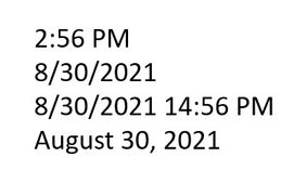 Figure 1.  Example of dates, time and datetime data.