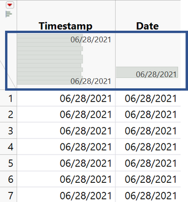 Figure 7.  Timestamp and Date have the same format but different levels of granularity.
