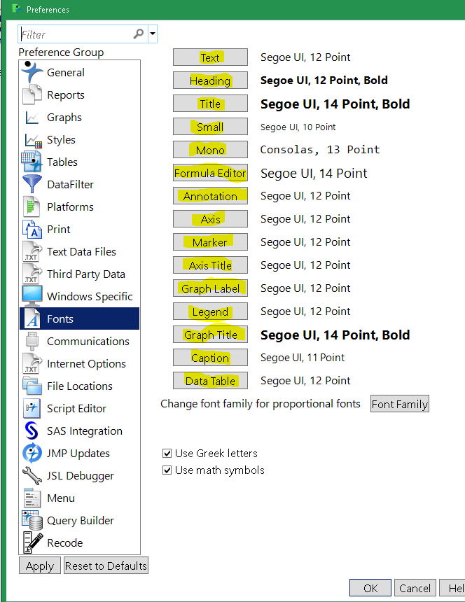 The user can set their own preference for each base font.