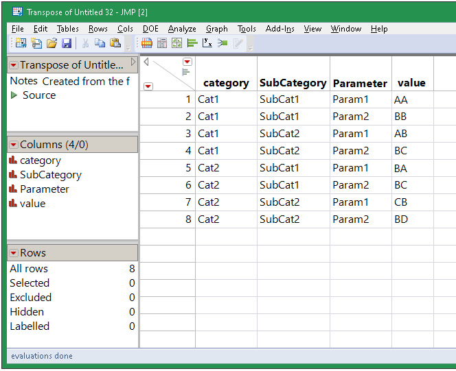 transposed and column-ized