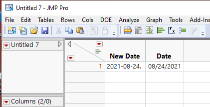 How to convert a numeric column to a date column correctly? - JMP User ...