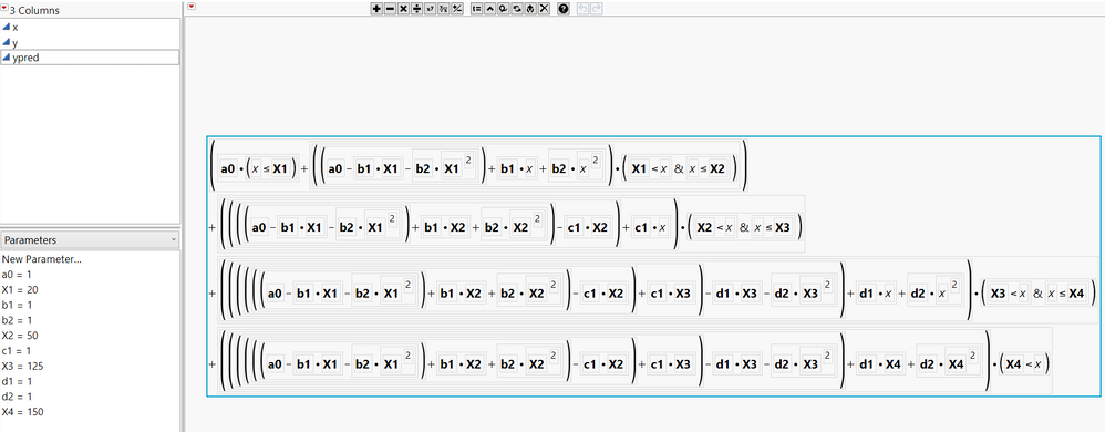 Figure 6:  Complete piecewise formula (shown in Formula Editor mode)