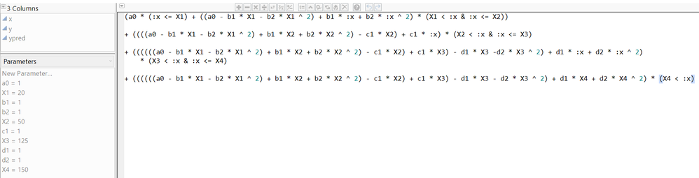 Figure 7:  Complete piecewise formula (shown in JSL mode)