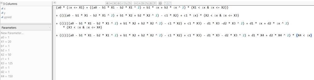 Figure 7:  Complete piecewise formula (shown in JSL mode)
