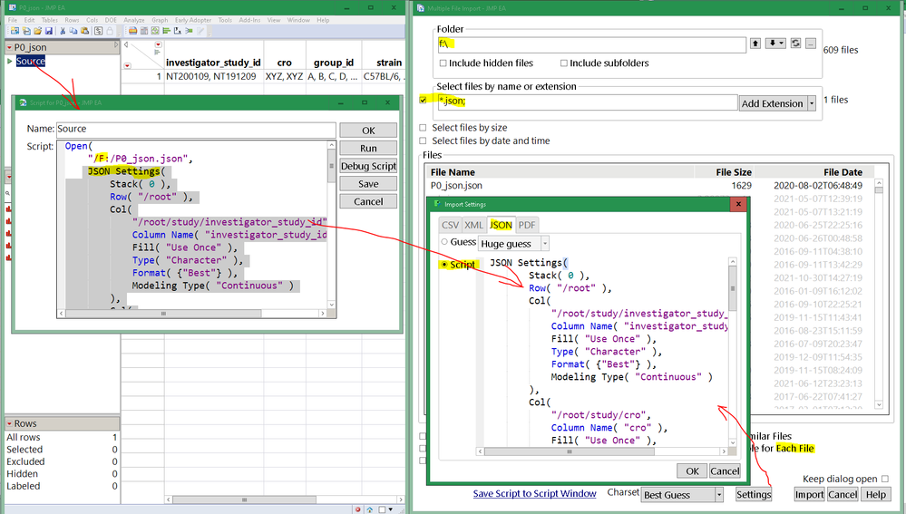 use the JSON settings from the script the wizard makes in MFI