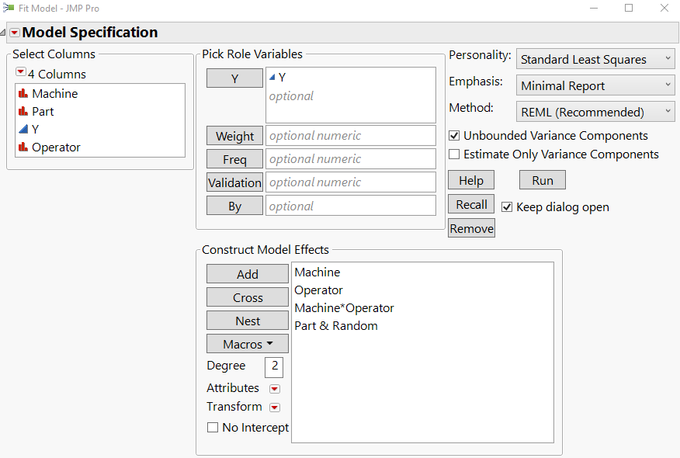 Figure 2: Fit Model dialog window.