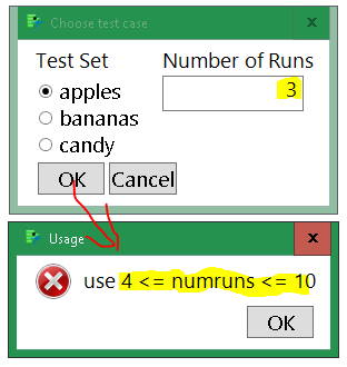 The validation routine opens yet another modal dialog.