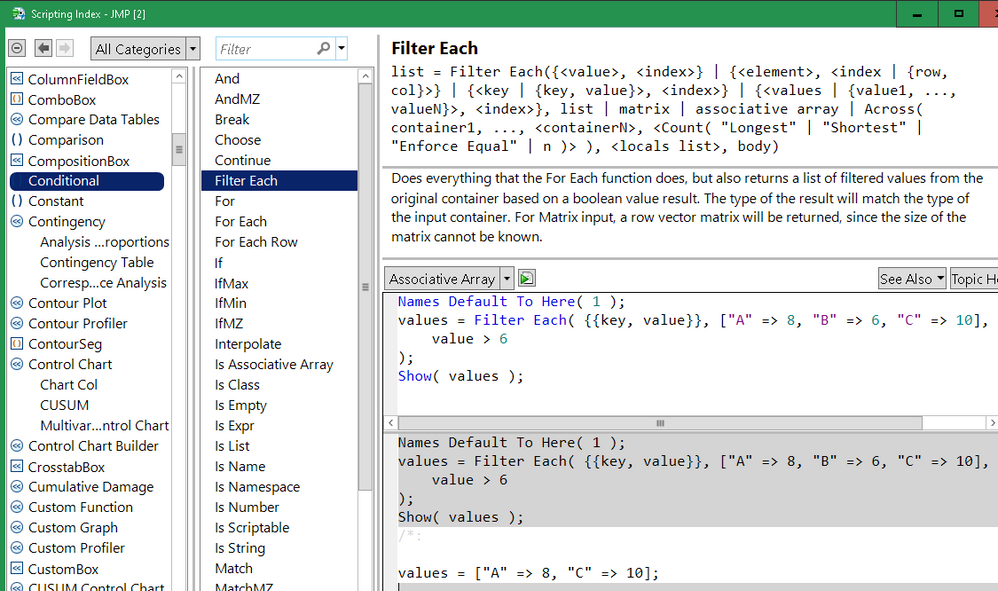 Filter Each for JMP 16 in Help->Scripting Index