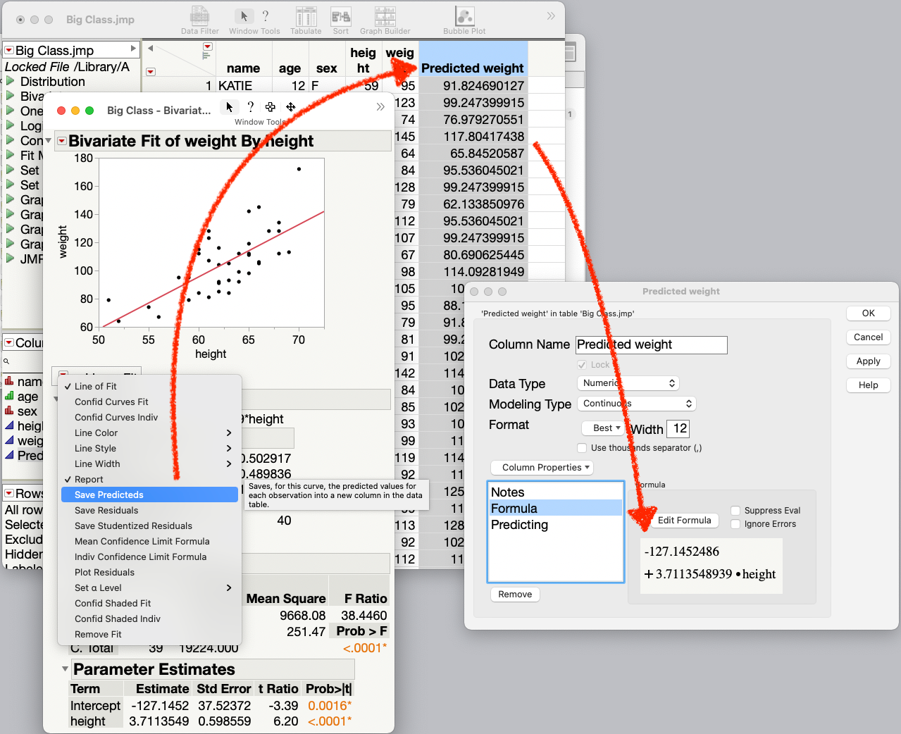 Solved Fit Y By X Function Return Equation To Jmp Sheet Jmp User Community 9748