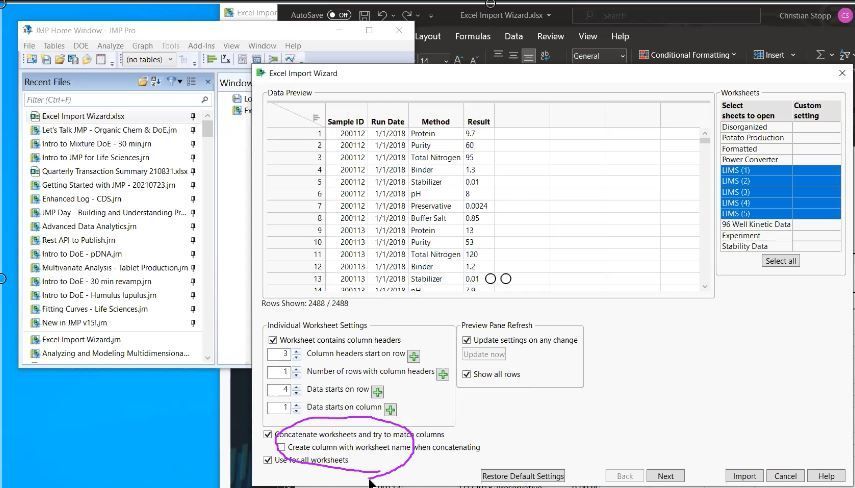 Multiple Worksheet Options