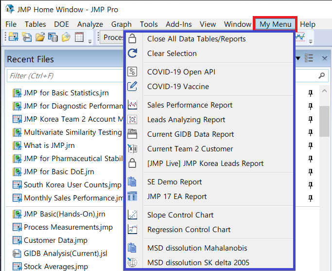 JMP 개인화 설정(메뉴/환경설정) 저장/복원/배포 방법 - JMP User Community