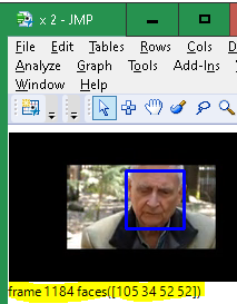 JMP's Python interface using OpenCV to find a face.