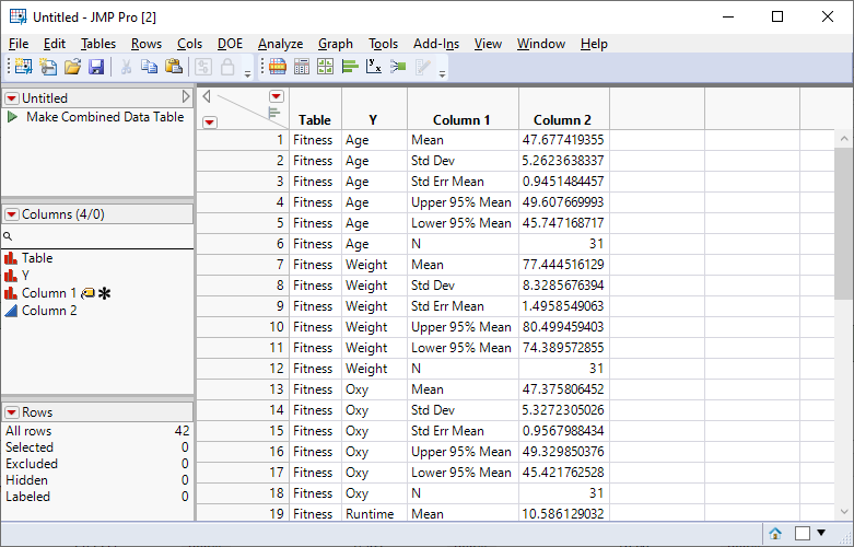 Write in columns calculated values - JMP User Community