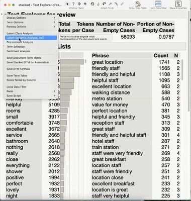 Latent Analysis Options