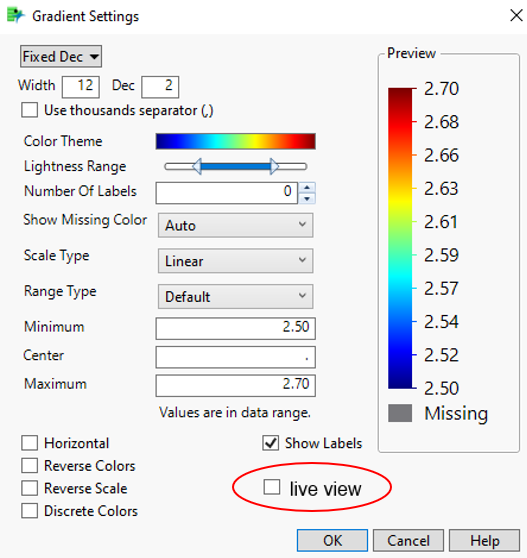 live view for gradient settings - JMP User Community
