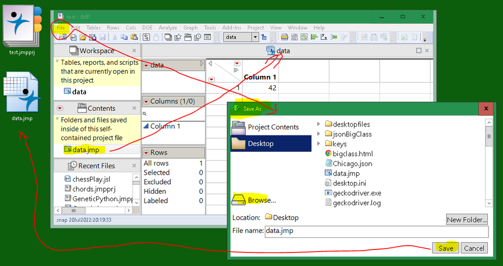 save from project to desktop