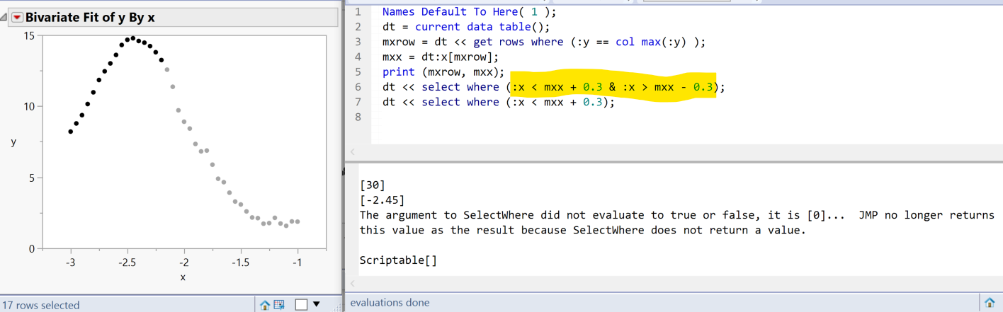 JSL select rows near the maximum value of a column - JMP User Community