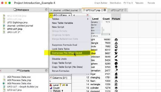 Compress File When Saved red triangle option