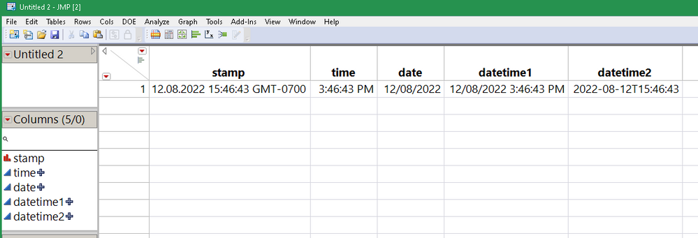 Column formulas extract dates, times, and datetimes.