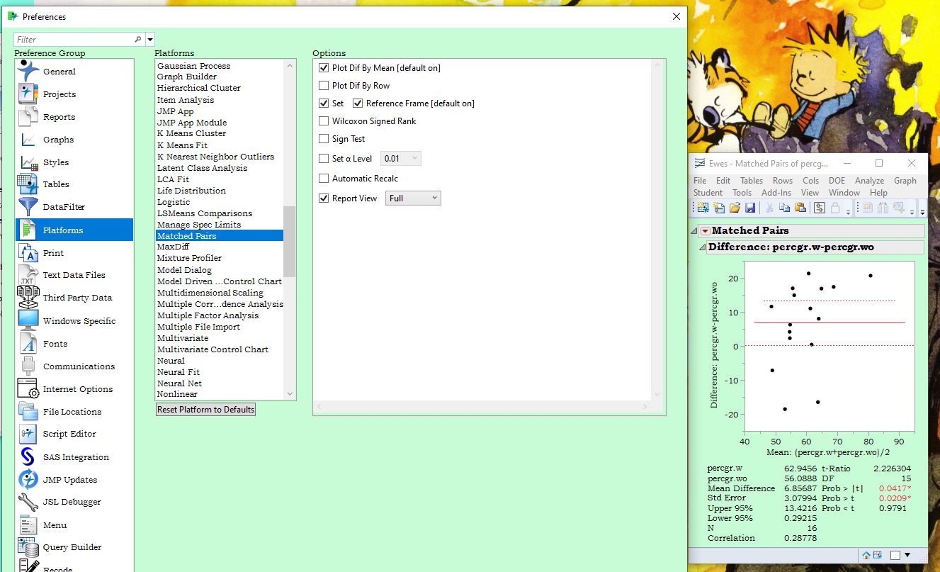 Matched pairs reference frame JMP User Community