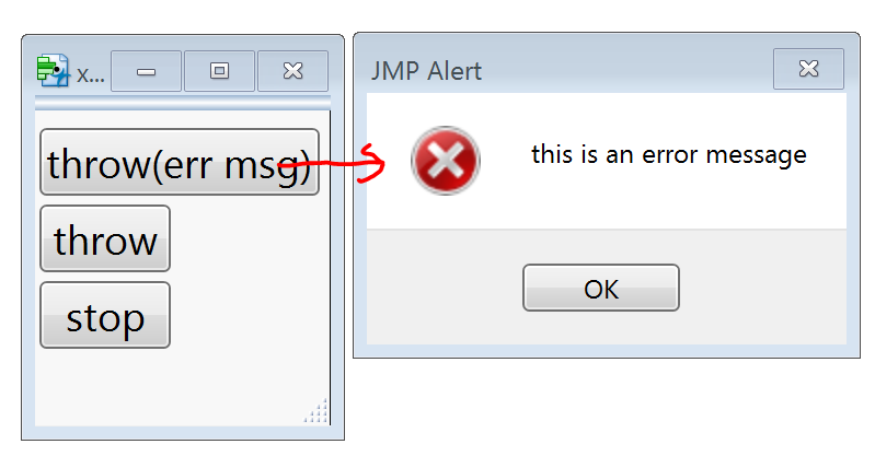 Alert dialog triggered by JSL throw in Interactive mode