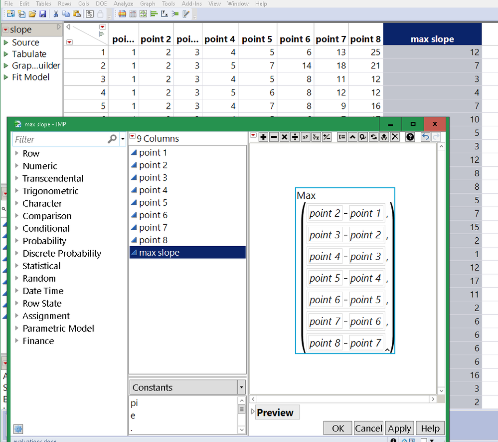 Capturing the maximum change between columns.