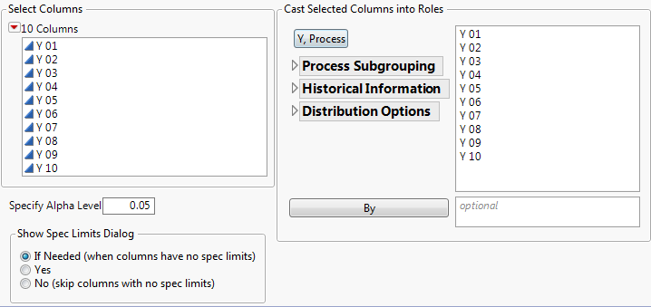 Figure 2: Process Capability dialog