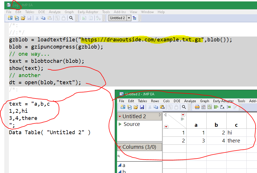 opening a gz compressed csv file into a JMP data table