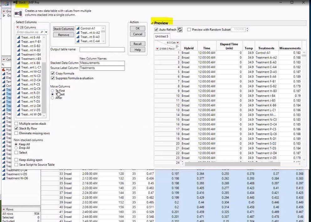 Tables Preview for Stack