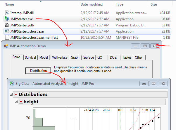 Open C# app, then press button to automate JMP