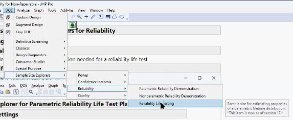 Sample Size Explores are useful for teliability life testing