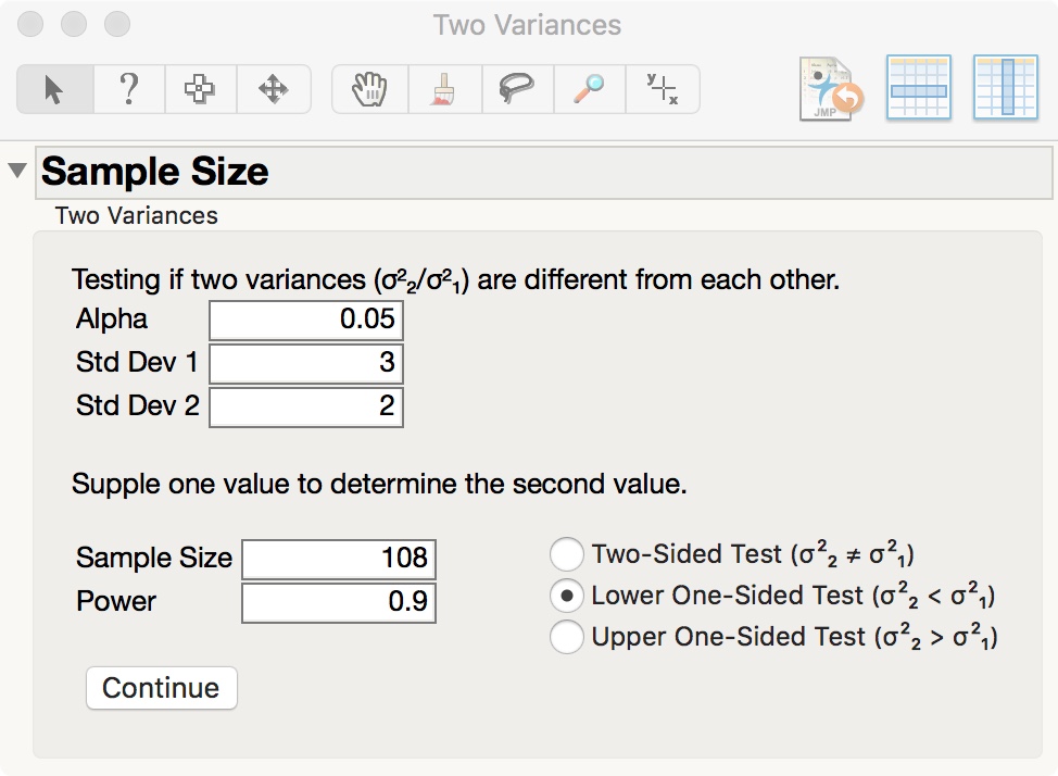 Sample Size and Power for Testing Two Variances JMP User Community