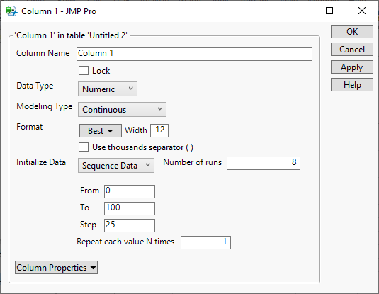 Newb Question - Basic Sequencing in a column - JMP User Community