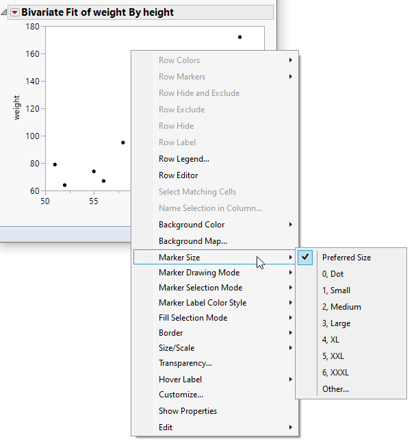 Marker Size Menu