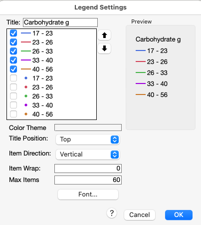 Legend Settings Window