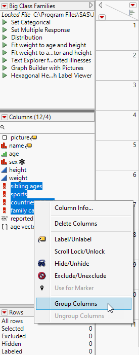 Grouping Columns