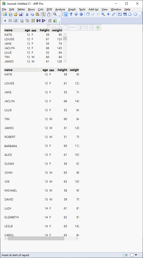 Save small datatable to Journal - JMP User Community