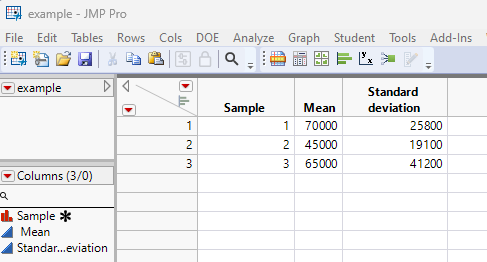 Solved: Plot graph with existing standard deviation - JMP User Community