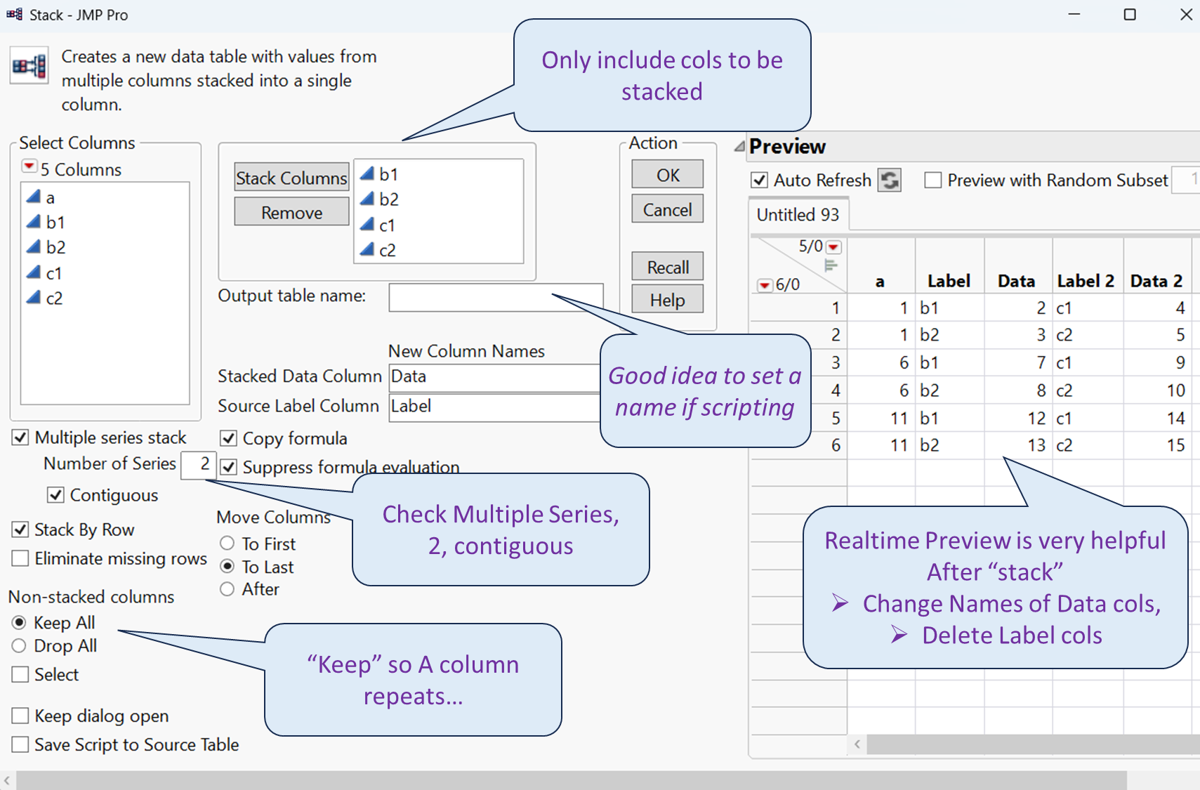 Stack Columns With Multiple Names - JMP User Community