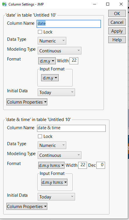 Input Format Pattern - default values - JMP User Community