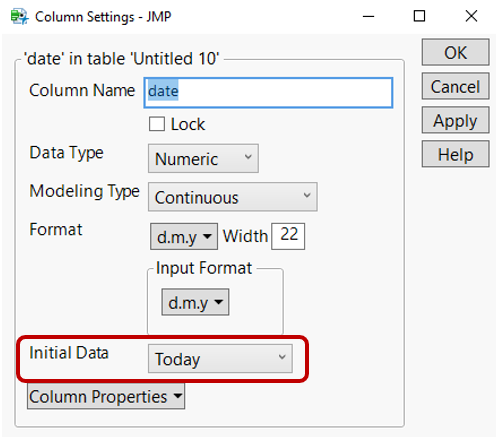 Input Format Pattern - default values - JMP User Community