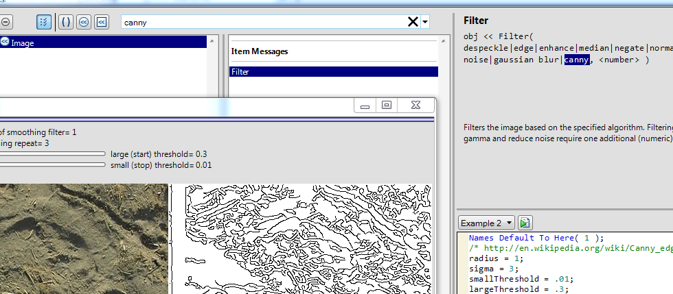 Canny filter example from scripting index