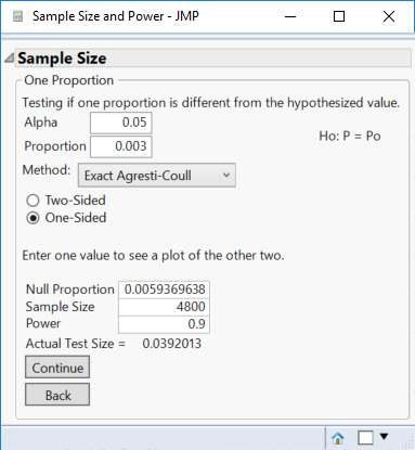 Solved: How to determine sample size for known defect size? - JMP User  Community