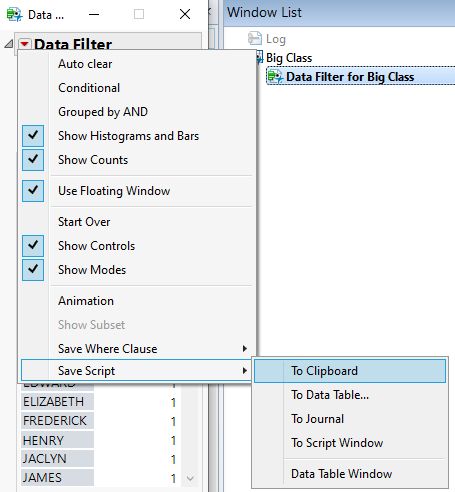 Plot only the filtered data from a given column on a dashboard - JMP ...