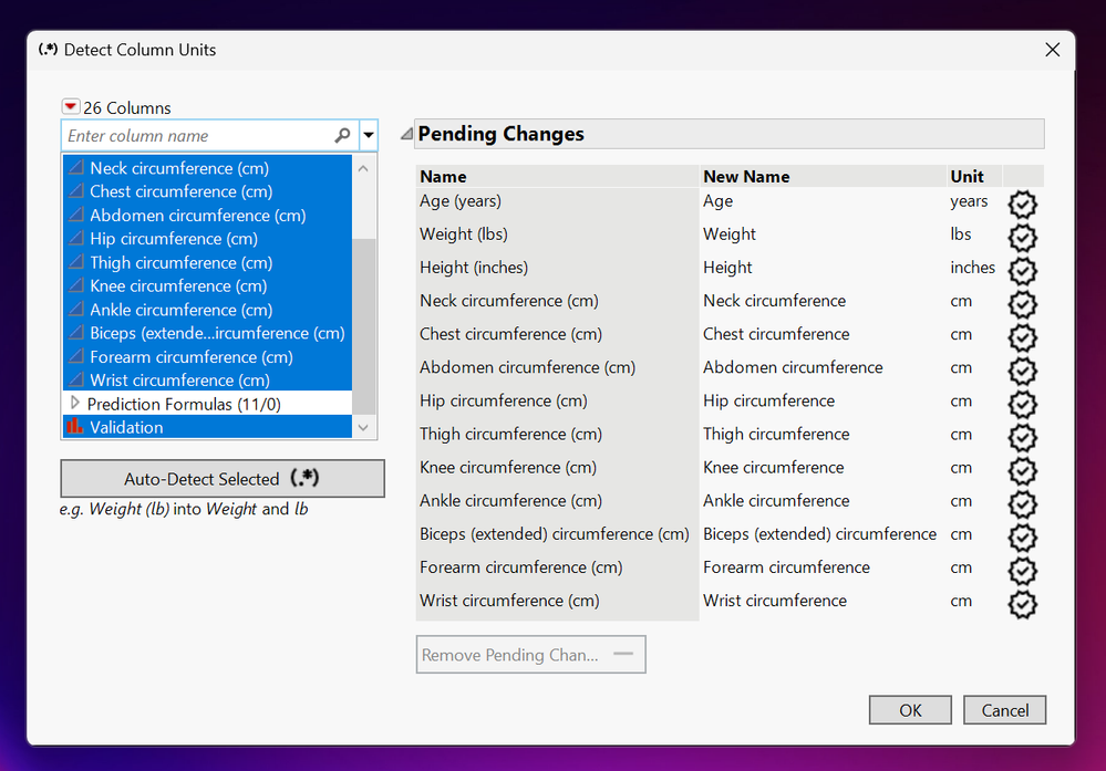 Detection of Units Property from Imported Data