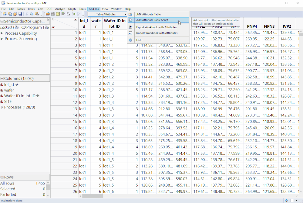 "Create Attribute Table" Table Script