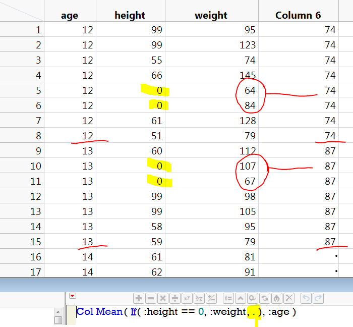 formula column using ColMean